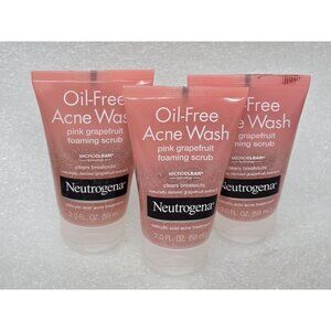 Lot of 3 Neutrogena Oil-Free Acne Wash Pink Grapefruit Foaming Scrub 2 Fl Oz
